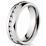 6MM Ladies Eternity Titanium Ring Wedding Band with CZ sizes 5 to 8