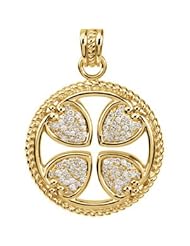 14K Yellow 3/4 Ct Tw Diamond Maltese Rope Cross 43.00mm X 30.75 mm