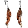 Handcrafted Natural Golden Shadow Feather Clip On Earrings MADE WITH SWAROVSKI ELEMENTS