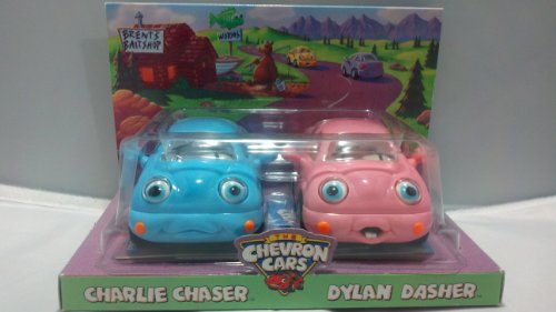 Chevron Cars Charlie Chaser & Dylan Dasher 2 Car Set, Toy Vehicles Pair, Collectible