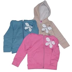 Little Girls Fleece Zip Up Jacket with Butterfly Print and Sherpa Lined Hood Sweatshirts, Hooded, Just a Girl Color Khaki Pink Blue Photo