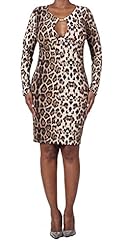 Sexy Animal Print Leopard Print Polyester/Spandex Long Sleeves Peplum Stretchy Keyhole Club Dress/Evening Dress/Midi Dress 