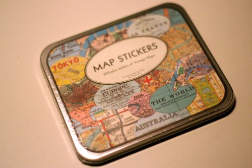 200-plus Cavallini Vintage Map Stickers in a 