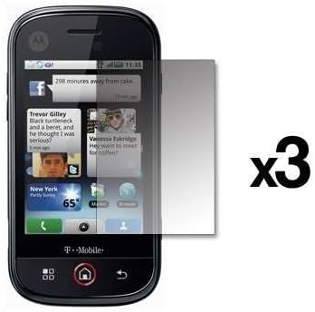 GTMax Durable Clear LCD Shield Screen Protector - 3 Packs for T-Mobile Motorola CLIQ mb200 GSM Cell Phone