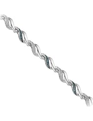 Sterling Silver Blue and White Diamond 7-inch Bracelet (1/3 cttw)