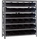 Quantum Storage Steel Shelving System with 30 Bins - 36in.W x 12in.D x 39in.H Rack Size, Black, Model# 1239-102BK