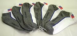 6 Pack Kids Toddlers American Flag Ankle Sneaker Socks Size 4-6 Grey Color