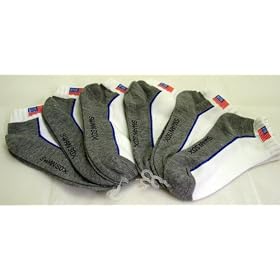 6 Pack Kids Toddlers American Flag Ankle Sneaker Socks Size 4-6 Grey Color