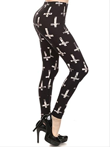 Always Womens Upside Down Crosses Printed Leggings One Size Black