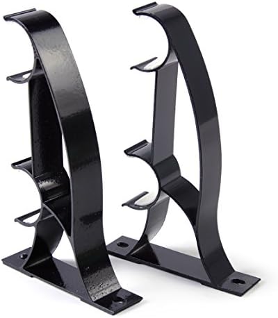 hermeshine TM Black 2pcs Heavy Metal Double Curtain Rod Poles Drapery Bracket fit 25mm Drape Rods