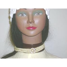 Nc120, Three Strand Ivory Fresh Water Pearl Choker Necklace with Matching Earrings for Women and...
