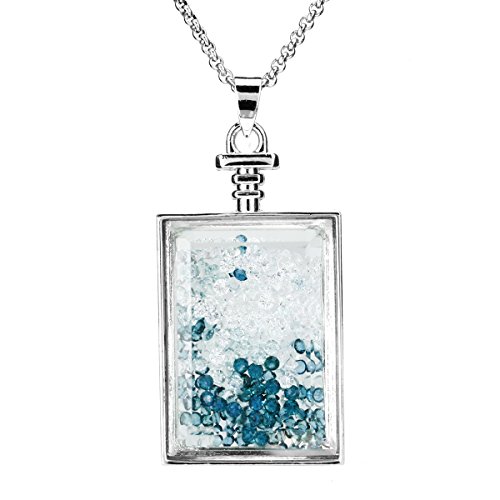 Beadnova Vintage Rectangle Glass Wishing Bottle Pendant Crystal Diamond Healing Gemstone Necklace Jewelry Gift Box Pack