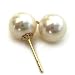 HinsonGayle AAA 7.5-8.0mm White Cultured Pearl Stud Earrings (14K Yellow Gold)
