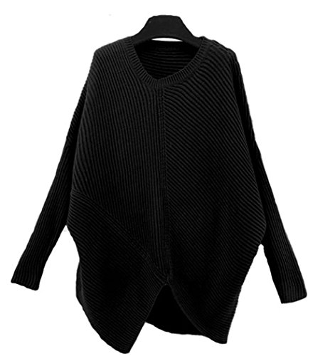 YeeATZ Cyber Monday Fashion Personality Asymmetrical Pullover Sweater(Black)