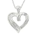 Sterling Silver 1/4 cttw Diamond Heart Pendant