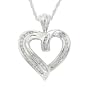 Sterling Silver 1/4 cttw Diamond Heart Pendant, 18"