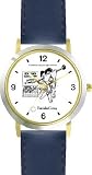 Habit 2 - New Year's Resolution (English Text) - DELUXE TWO-TONE WATCH from THE 7 HABITS - WATCH COLLECTION BY WATCHBUDDY&reg; - Arabic Numbers - Blue Leather Strap-Size-Women's Size-Small