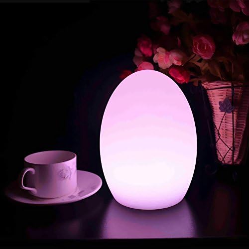 LYWOO Egg Shaped Waterproof Rechargeable Magic Color LED Mood Lamp Night Light with Remote Control, 16 Dimming Colors, 4 Effects, Decorative Party Lighting, Battery or AC Adapter Powered