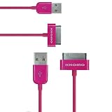 KHOMO: 2 pcs Pink Color 6ft (Six FEET !) EXTRA LONG USB SYNC Cable Cord Charger For Apple iPod, iPhone and iPad (including new iPad 3 HD).