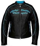 Harley Davidson Women's Blue Train Perforated Leather Jacket-LIMITED EDITION. Embroidery. 97060-08VW