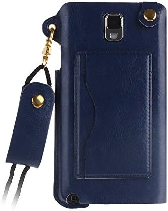 Case for Samsung Galaxy Note 3,Leather Case for Samsung Galaxy Note 3,IKASEFU(TM) Luxury Slim PU Leather Simple Stand Skin Carrying Protective Case with Credit Card Holder for Samsung Galaxy Note 3(Dark Blue)