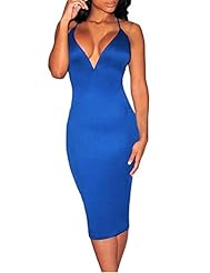 Sexy V-neck Summer Plunging Neck Lace-Up Halter Club Dress/Party Dress/Midi Dress 