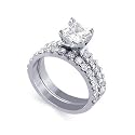 Sterling Silver Princess Cut Clear Cubic Zirconia Band Engagement Ring