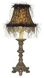 Candlestick Lamp with Leopard & Ostrich Shade (LP)