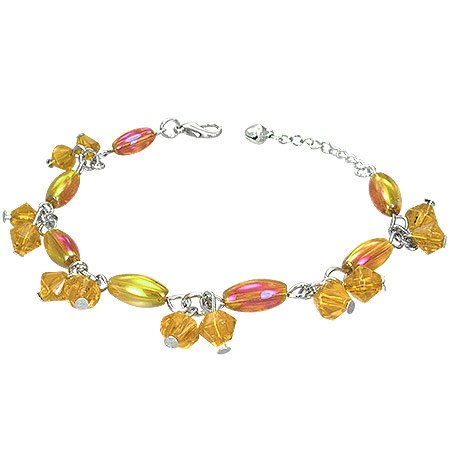 The Stainless Steel Jewellery Shop - Fashion Crystal Glass Beads Oval Ball Charm Bracelet/Anklet