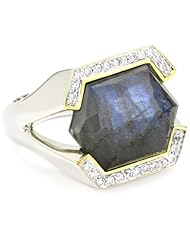 Kara Ross "Lollipop" Labradorite and White Sapphires Medium Ring, Size 7