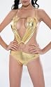 Sexy Exotic Metallic Gold Monokini Halter Teddy Lingerie