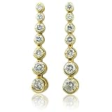18k Yellow Gold 8 Round Brilliant Cut Diamond Journey Drop Earrings (G-H, SI-I, 1.54 carat)