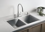 KOHLER K 3820 4 NA Vault Double Equal Kitchen Sink with Four Hole Faucet Drilling