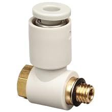 SMC KQ2V04-M5A PBT & Brass Push-to-Connect Tube Fitting, Universal Elbow, 4 mm Tube OD x M5x0.8 Male
