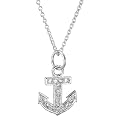 Pave Crystal Anchor Pendant with Sterling Silver Chain
