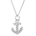 Pave Crystal Anchor Pendant with Sterling Silver Chain