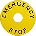 Omron A22Z-3466-1 Emergency Stop Switch Snap-in Legend Plate, 60mm Diameter, Round, Black Text, Yellow Background