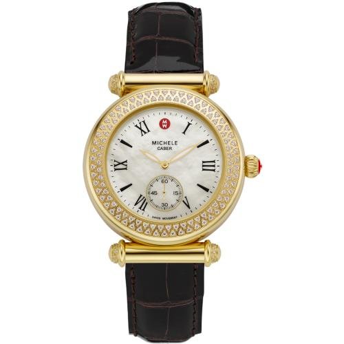 MICHELE Caber Diamond Gold Espresso Alligator