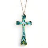 Ayala's Timeless Beauty Cross Necklace in Seafoam Green #5127T ANK ONK