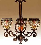 Antique Gold Sand Wrought Iron Tiffany Chandelier