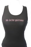 Black Embroidered Beater Style Tank Top AA is for quitters