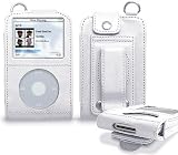 (White) Apple Ipod 30Gb/60Gb Video Leather Case - Forza Series + Home/Travel Charger + 12V Car Charger - By PCMicroStore
