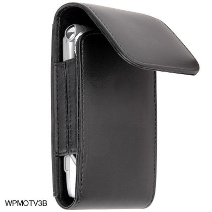 Black Leather Vertical Wallet Pouch Carry Case Magnetic Closing Flap Credit Card Slot Belt Clip for Kyocera M1400 Laylo, LG CU720, GT365 Neon Etna, UN430 Wine II 2, Motorola A455 Rival, i890, VE465, VU30, W755, W766 Entice, V3, V3i, V3t, Nokia 2680, N75, 6600, PCD WP8990 Escapade, BlackBerry 8230 8220 Pearl Flip, Samsung M630 Highnote, R520 Trill, R600 Huell, U490 Trance, Sanyo 8500, Sony Ericsson W580i, W760a, TM506, ZTE C88