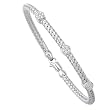 14K White Gold Diamond Accent Basket-Weave Bangle Bracelet - 7.25 inches