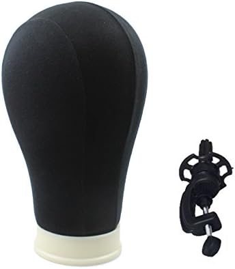 21" Black Canvas Block Head Millinery &amp; Lace Wigs Hats Mannequin W Clamp