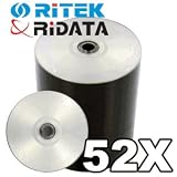 Ritek Silver Inkjet Printable 52X CD-R Media 100 Pack in Plastic Wrap