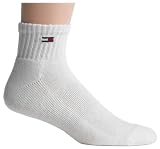 Tommy Hilfiger Mens 1/4 Top Athletic Socks, White, 3-Pack 10-13