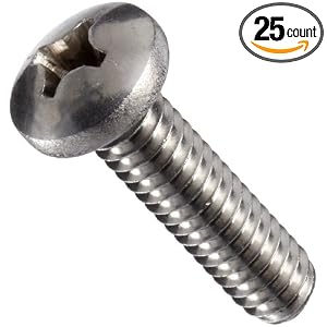 Stainless Steel Machine Screw, Pan Head, Phillips Drive, #0-80, 1/2" Length (Pack of 25)