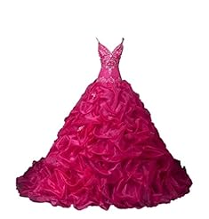 V-neck Rayon Tiered Beaded Applique Quinceanera Dress  with a Chapel Train 