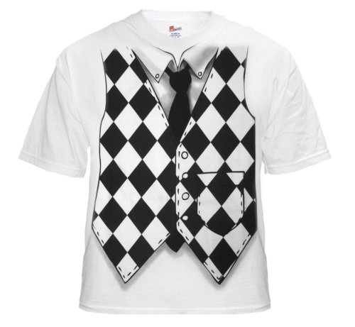 Checker Board Vest Tuxedo T-Shirt (White) #9/#15